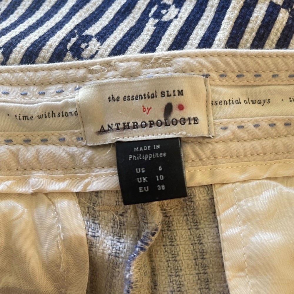 Anthropologie Hei Hei Blue White Striped The Essential Slim Trousers Bohemian 6 - Picture 6 of 13